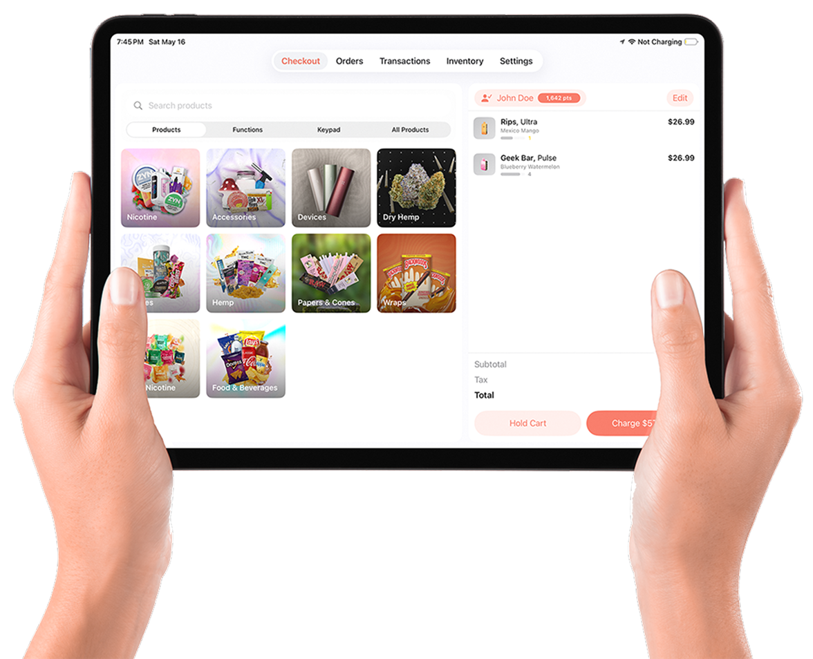 nook POS tablet interface for high-risk retail stores